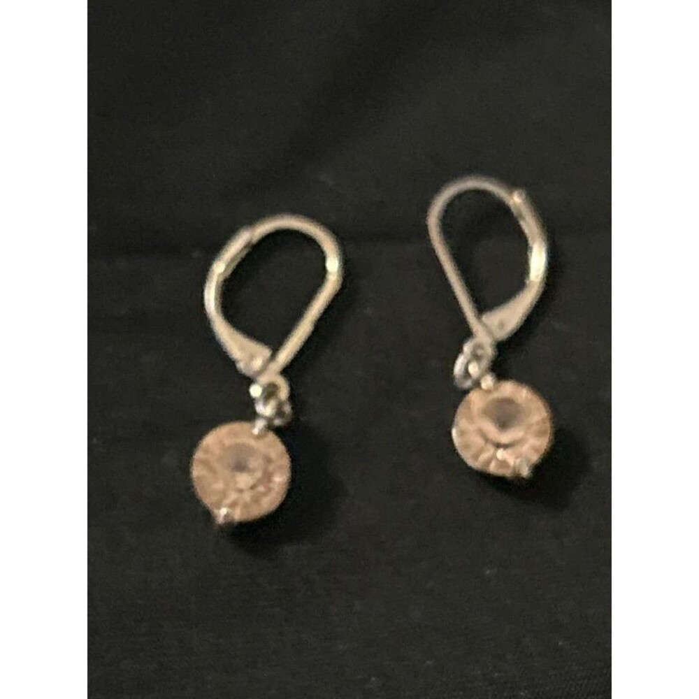 Pink Rhinestone Drop Earrings - Picture 2 of 2